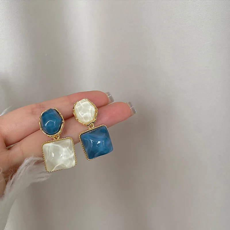 

Новое поступление, Висячие Серьги, Модные металлические классические женские Висячие серьги, синие Асимметричные Элегантные Простые Модны...