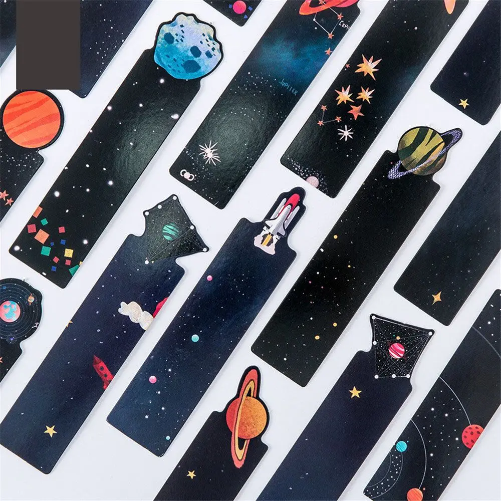 

30pcs/box Creative Planet Bookmark Starry Sky Stationery Paper Dividers Book Page Marker Holder School Office Supplies