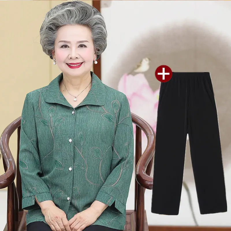 Кардиган для пожилых женщин рубашки Новинка весна-лето 2023 Повседневная Блузка
