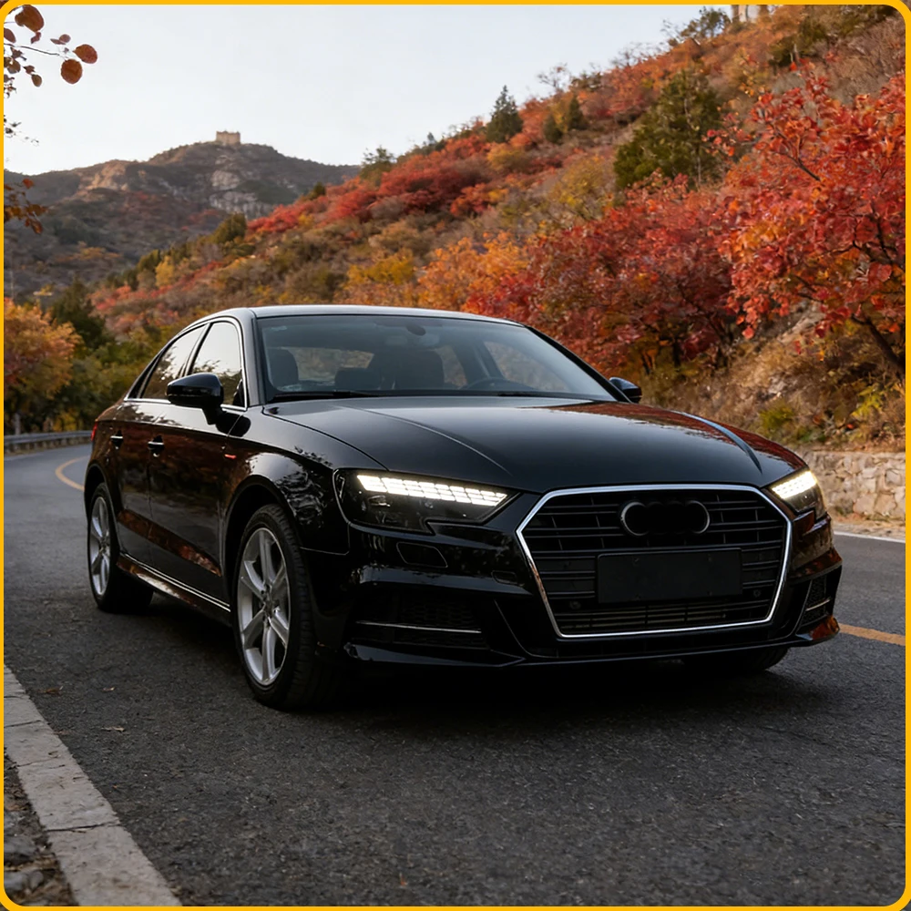 Фото Передние фары для AUDI A3 8V 2017-2020, модернизированные светодиодные проекционные линзованные фары в сборе, Plug and Play, с динамическими указателями поворота №3
