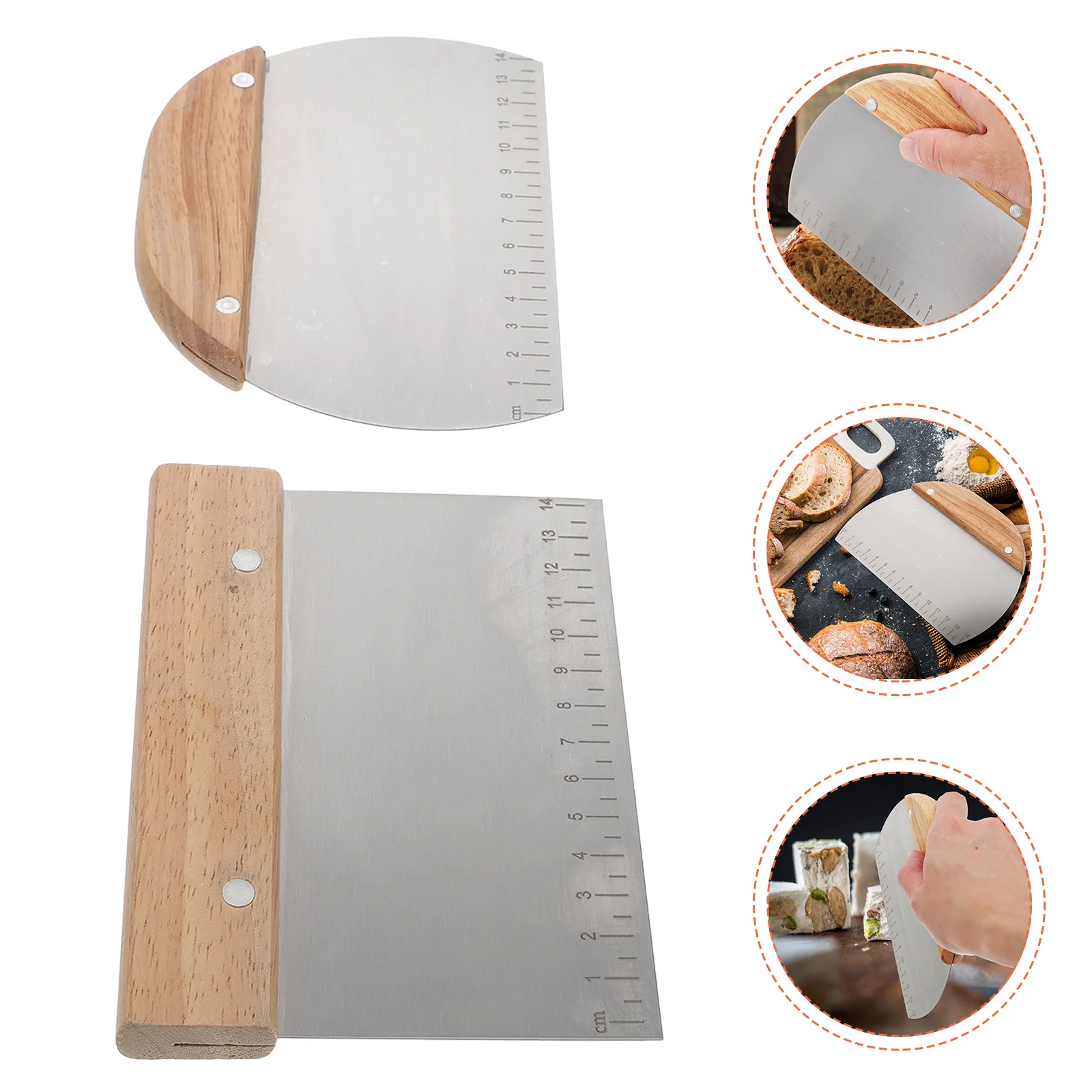 

2 Scrapers Dough Pizza Wheel Pizza Roller Pizza Rocker Dough with Scale Pizza