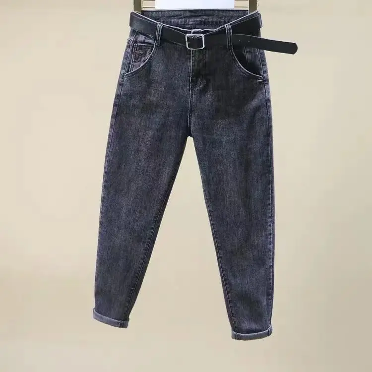 Black grey jeans  loose autumn new  nine part Harun pants, Korean  thin radish pants  high waisted jeans  low waist jeans