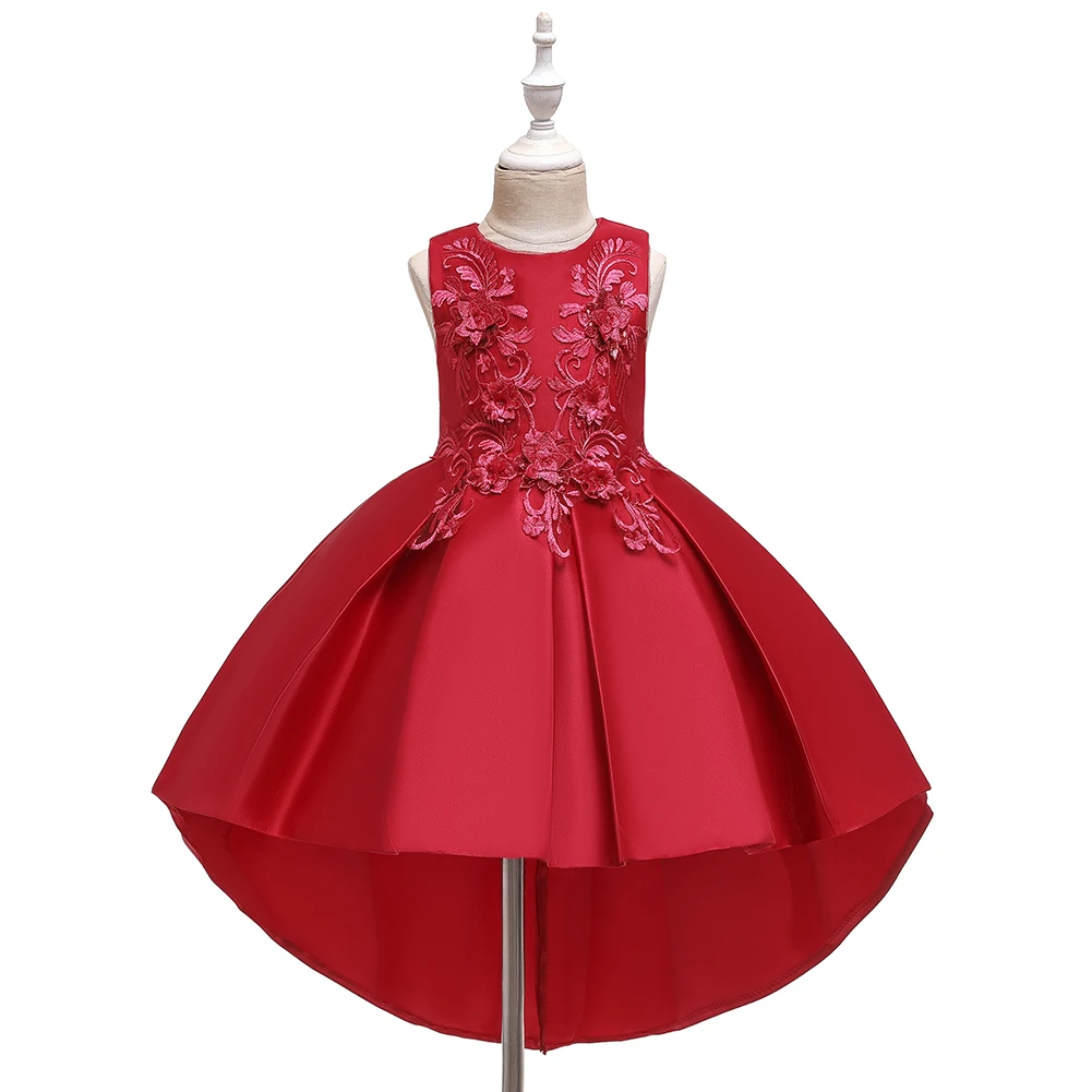 

5 Colors 110cm-170cm Children Dress European and American Style High Quality Baby Girl Trailing Performance Party Vestidos