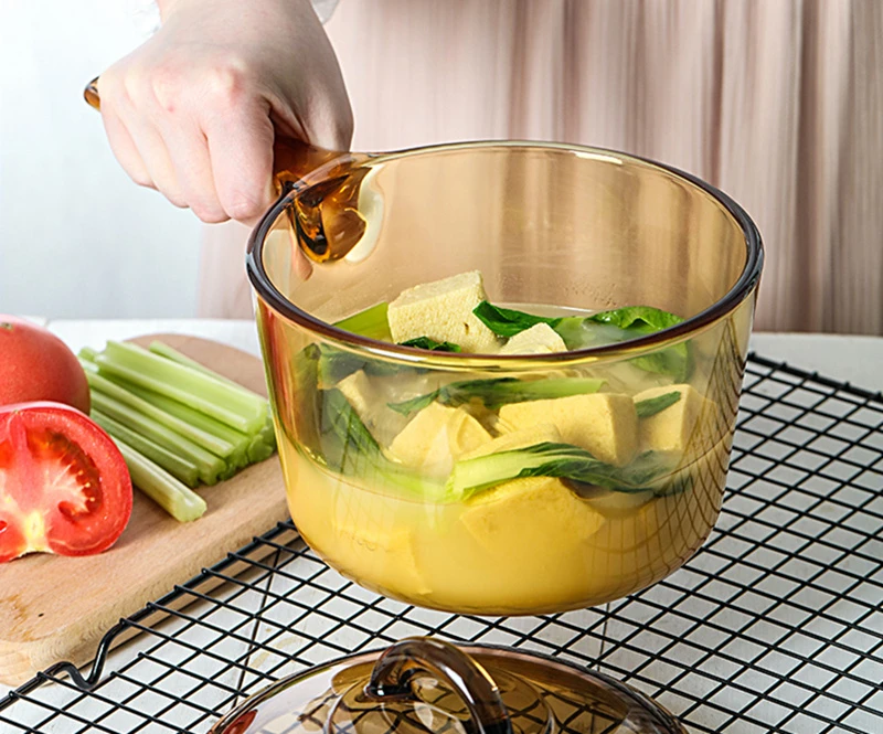 

Glass Pot Amber Pot Household Soup Pot Stewed Milk Pot Gas Open Fire Direct Burning Pot Resistant To High Temperature