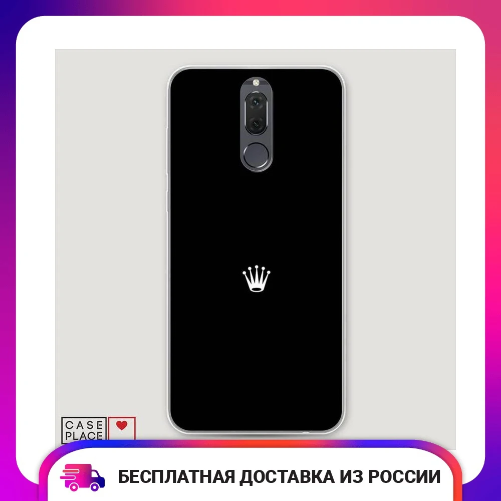 Чехол Силиконовый для Huawei Nova 2i Белая кородля черном фоне защитный тонкий мягкий