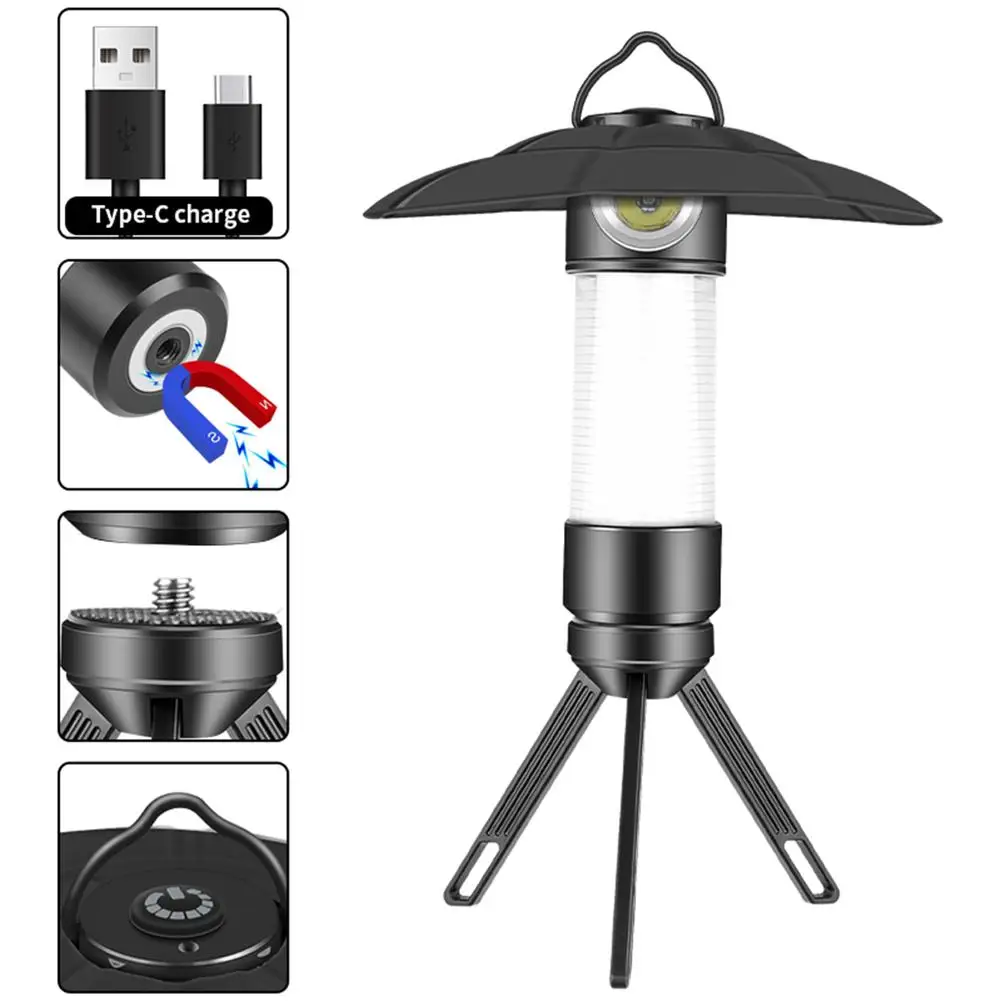

1.5w Portable Outdoor Led Camping Light Type-c Usb Charging Multifunctional Tent Lamp With Magnet Hook Drop Shipping