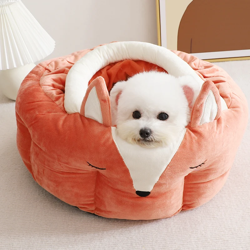 

Оранжевая зимняя кровать для питомцев, для маленьких собак, теплые щенки, милые домашние подушки для маленьких животных, защита дивана, гнез...