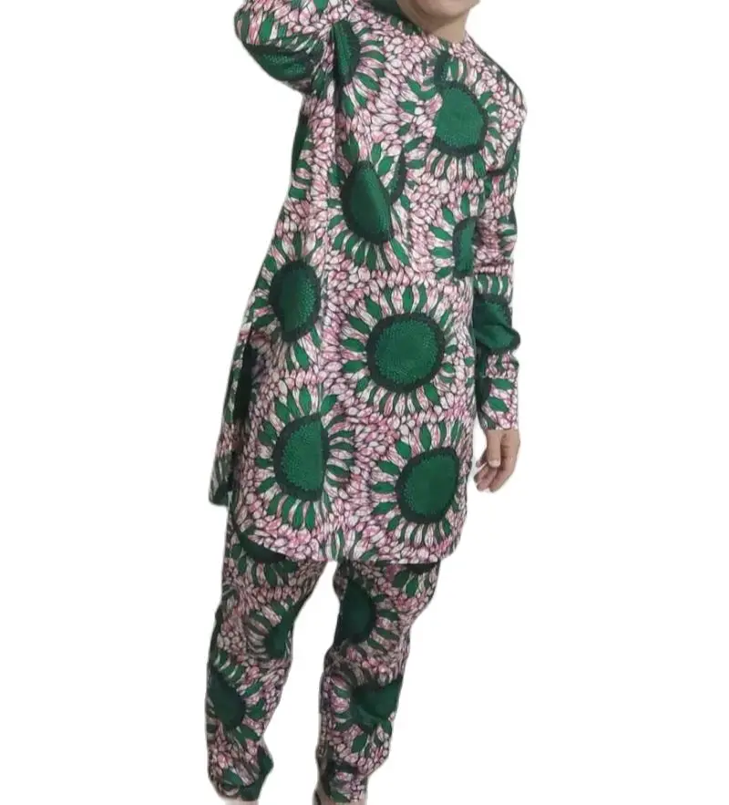 Nigerian Style Long Sleeves Men's Sets Modern Design Print Male Pant Suits African Fashion Wedding Party Wear