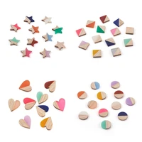 50pcs colorful resin wood cabochons flat back star heart round shape cabochon for jewelry making diy bracelet earring accessorie