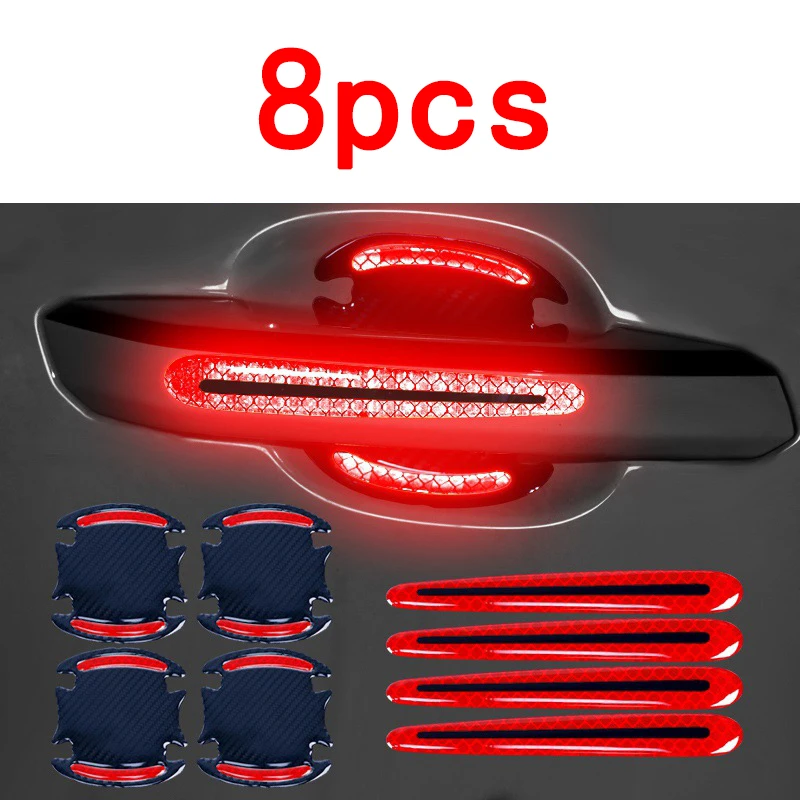 

8 шт., универсальные автомобильные светоотражающие наклейки на дверные ручки