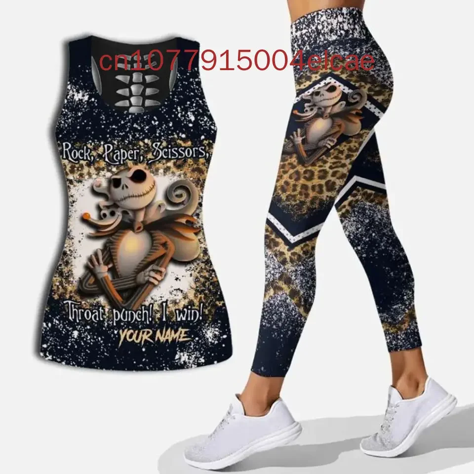 Рождественский женский полый жилет Jack And Sally женские леггинсы костюм для йоги