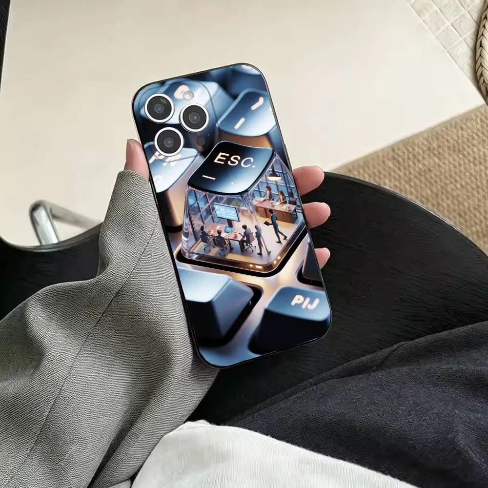 Миниатюрный чехол-клавиатура Tiny World для iPhone 16, 15, 14, 13, 12, 11, Pro, Max, Plus, X, XS, SE4, E, Mini, мягкий черный чехол (art.: 3920dba625dd4) - 3920dba625dd4