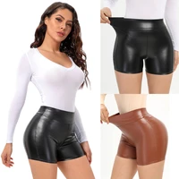 sexy nightclub costume shorts women pu leather shorts high waist solid color buttock lift short pants big size push up leggings