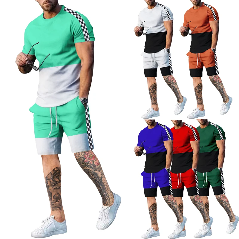 Summer Men Tracksuits Fashion 3D printed Short Sleeve T Shirt Short 2 Piece Sets Outfits Casual Trend Clothing Suit