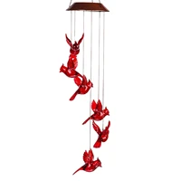 red bird wind chime solar wind chimes color changing wind chimes auto charging water proof wind chime for indoor outdoor
