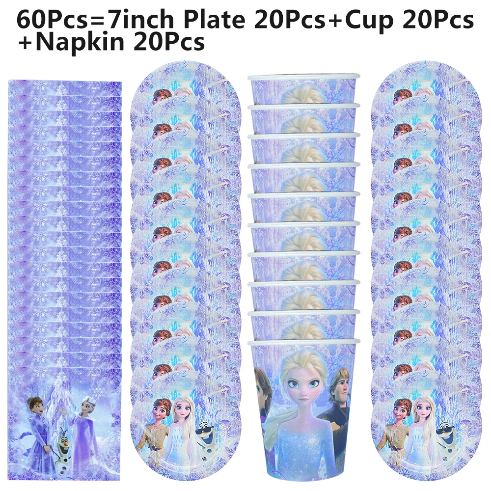 

Frozen Anna Elsa 20people Party Supplies Girls Favors Birthday Decoration Party Table Accessories Tablecloth Cups Plates Napkin