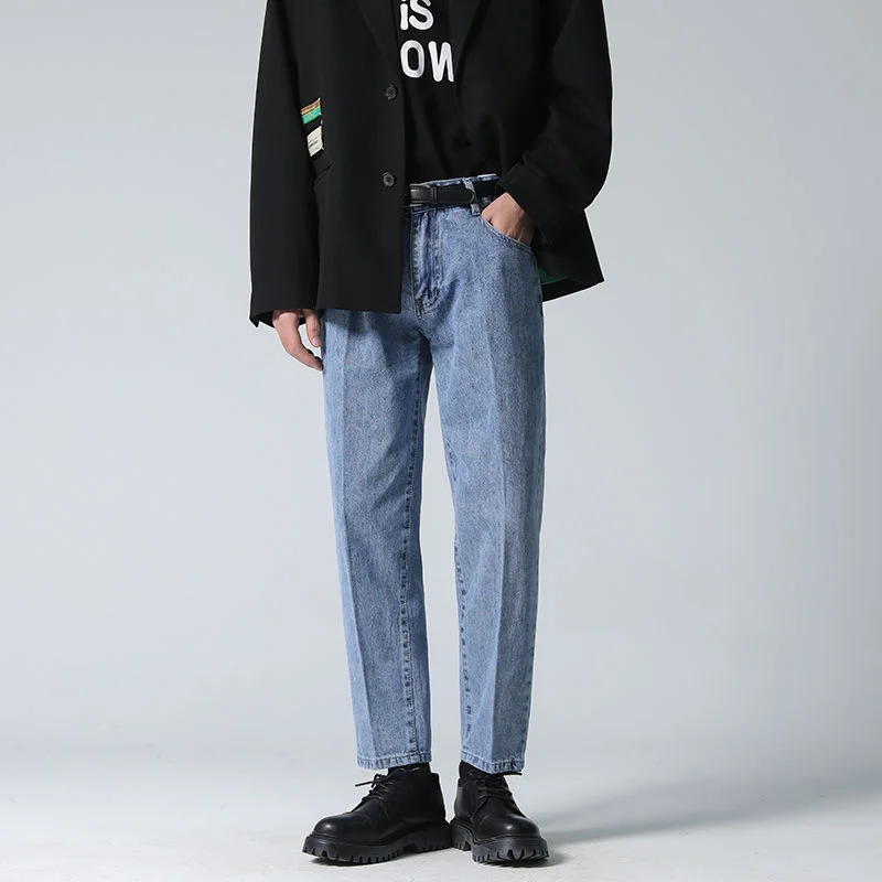 

Мужские высококачественные ковбойские брюки 2022, модные трендовые облегающие джинсы синего цвета, хорошие тканевые повседневные брюки, аналогично