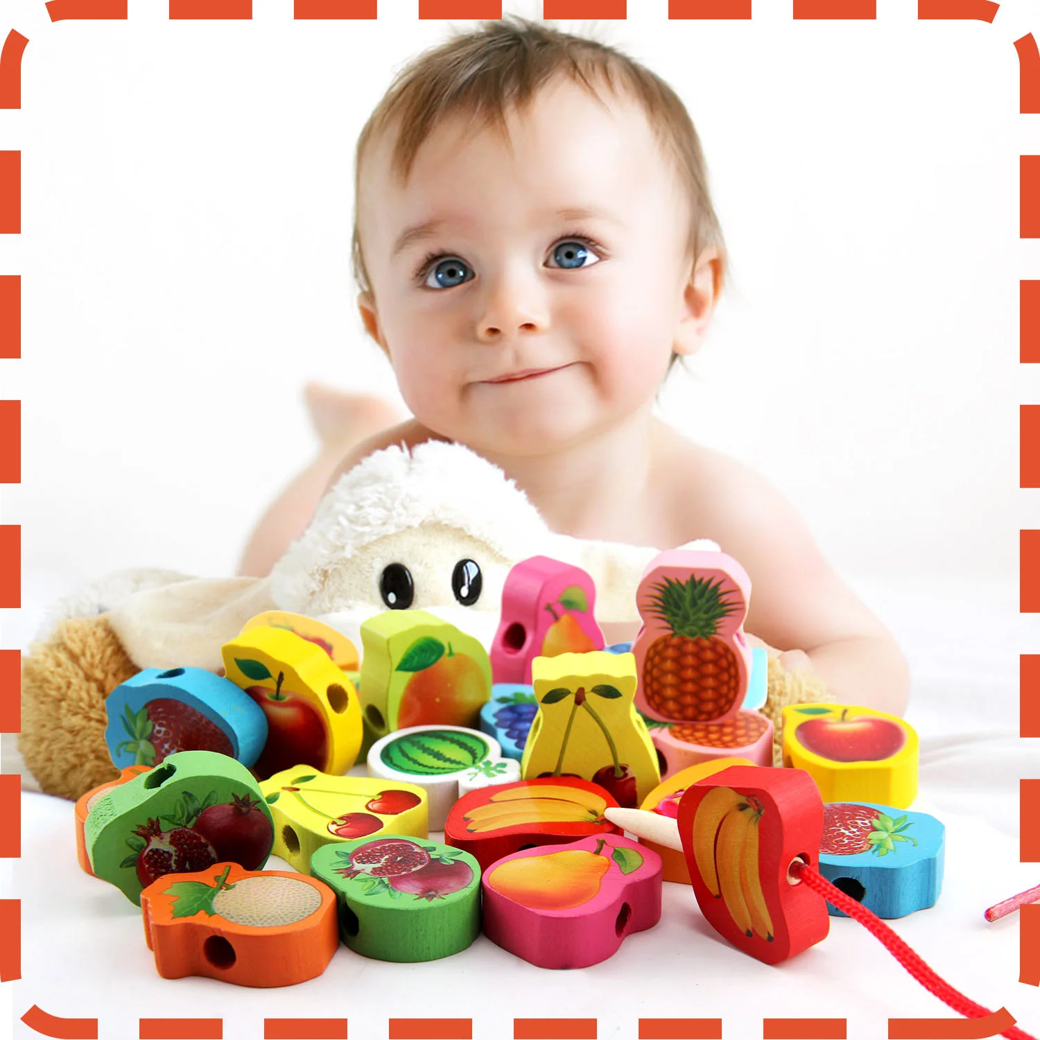 Детские деревянные бусины Обучающие игрушки Монтессори интересные 26 шт. |