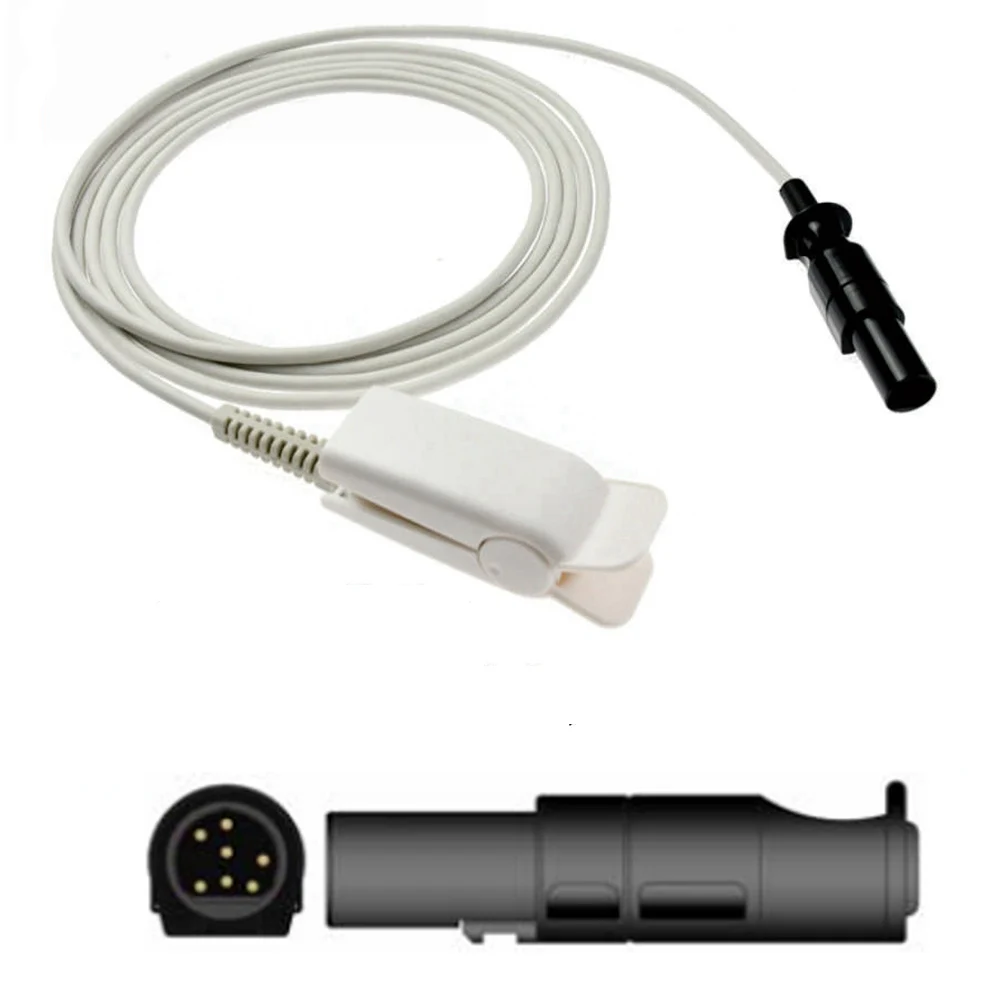 

Compatible with GE-OHMEDA Tuffsat,HYP 7 pin Type of Monitor Spo2 Probe Sensor. Reusable Blood Oxygen Connector Spo2 Sensor Cable