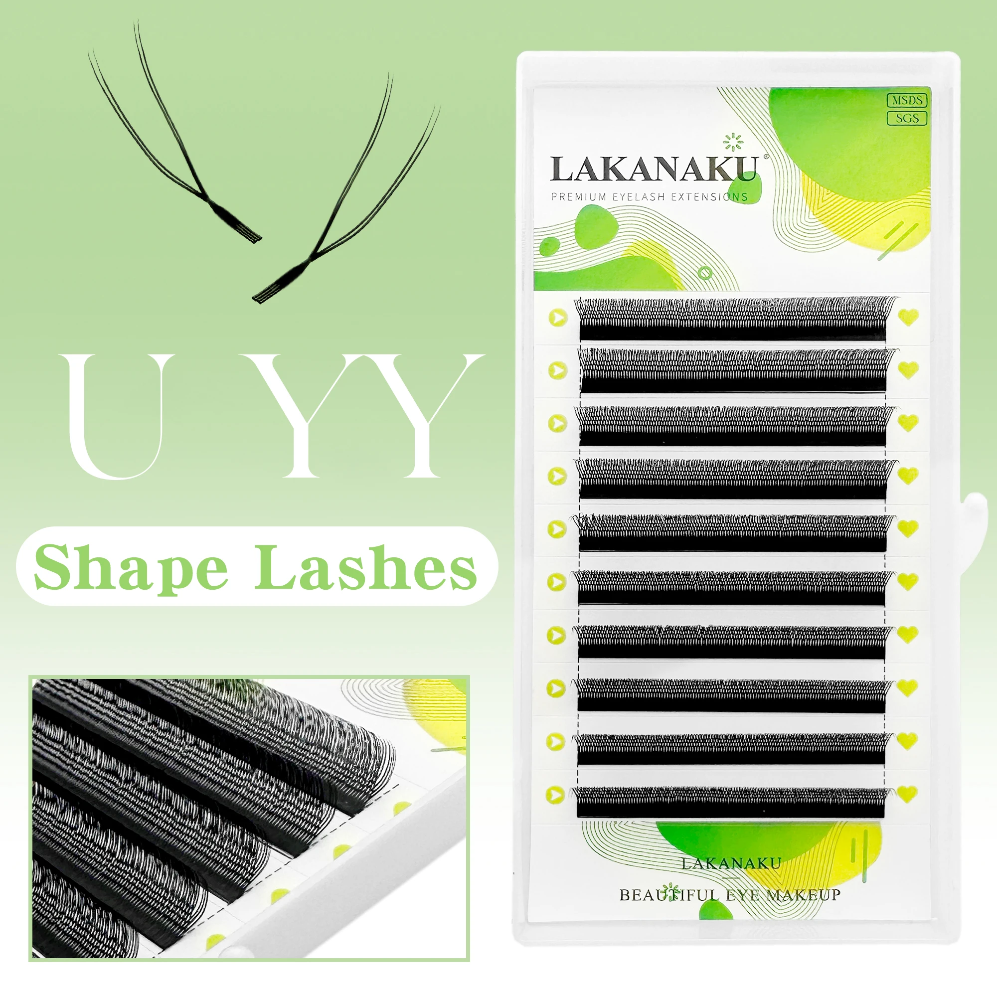 Фото LAKANAKU New U YY Lash U Lash Shape Наращивание ресниц Shaped Bloom Eye Lashes Натуральные мягкие DIY Готовые веерные наращивания ресниц №2