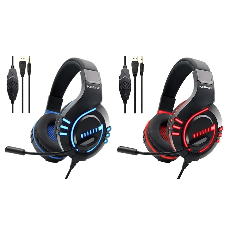 

Quality Komc Professional Wired Gaming Headset Gamer Headphhone Gamer Stereo Headphone With Mic Led For Computer Tablet