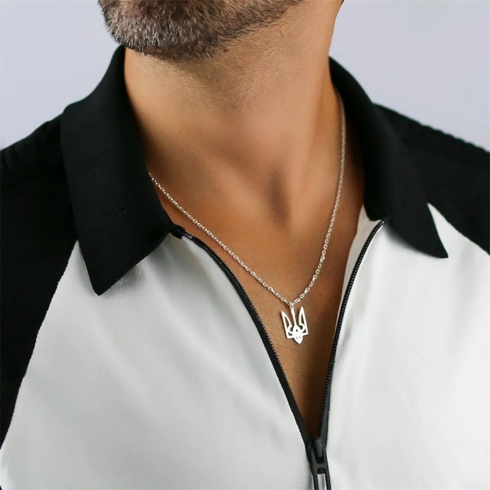 

Ukraine National Emblem Necklace for Men Stainless Steel Pendant Necklace Minimalism Jewelry Women Ukrainian Symbol Necklace