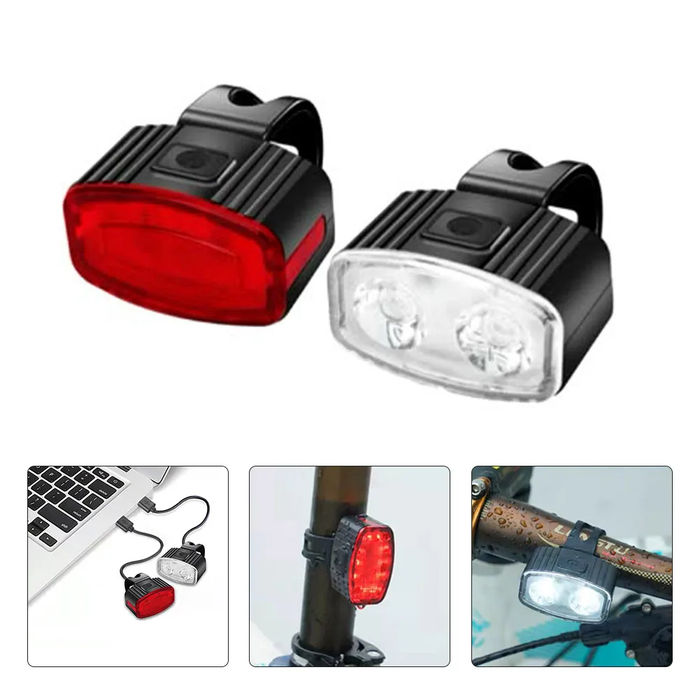 

Rechargeable Bicycle Super Bright Bike Light Headlight Tail Light Warning Lamp Kit Outdoor Night Riding Lighting Equipments