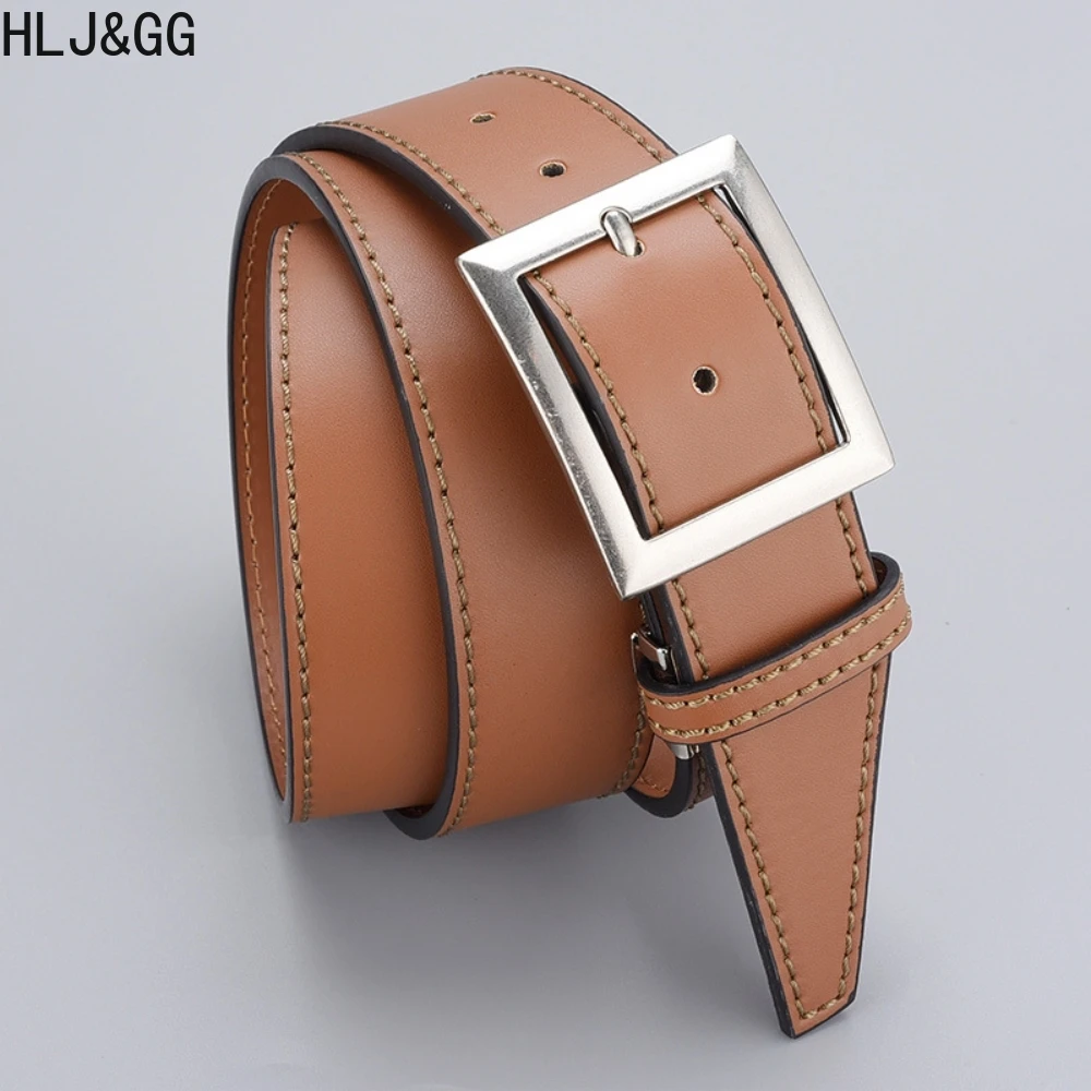HLJ&GG High Quality PU Leather Belts for Man's Simple and Versatile Man Pin Buckle Waistband Classic Male Jeans Pants Belt New