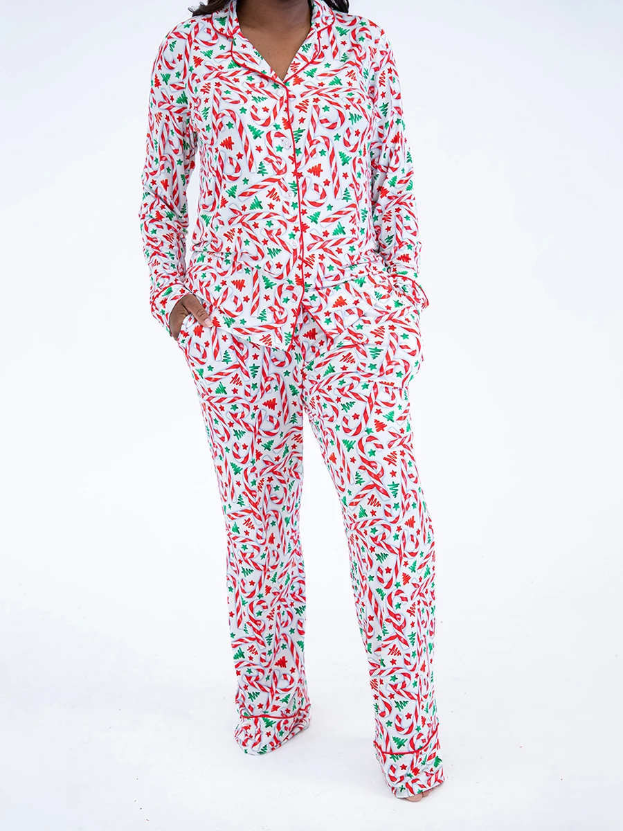 Женский комплект для отдыха из 2 предметов рубашка с длинным рукавом и принтом