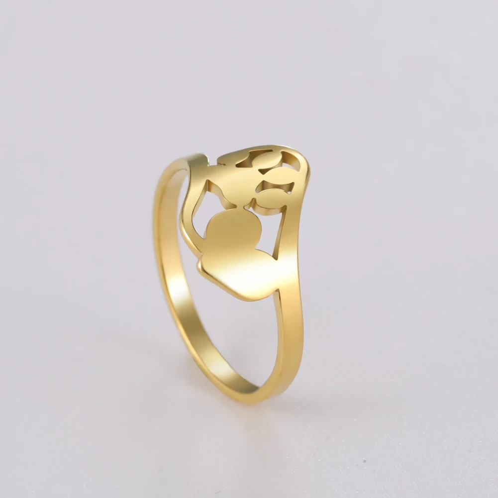 

Stainless Steel Cute Dog Paw Ring Women Girl Cat Paw Heart Rings Animal Jewelry Anniversary Friendship Gift