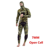 7mm yamamoto neoprene wetsuit men scauba diving spearfishing open cell suit hoodie camouflage sealed two piece freediving
