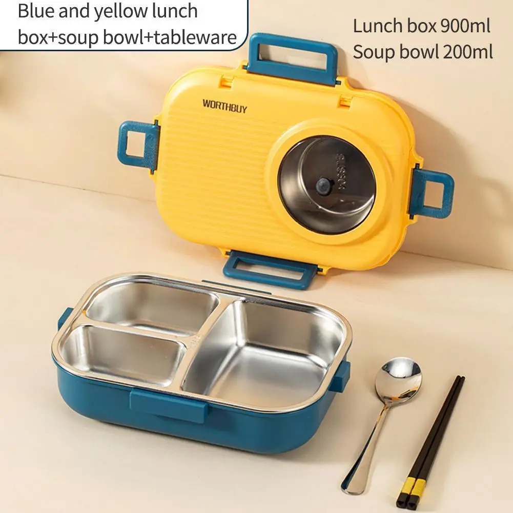 

All-in-one Lunch Box Portable Hermetic Lunch Box Children Spoon With Odor Prevent Student Box Microwavable Fork Bento Leakp Y0l0