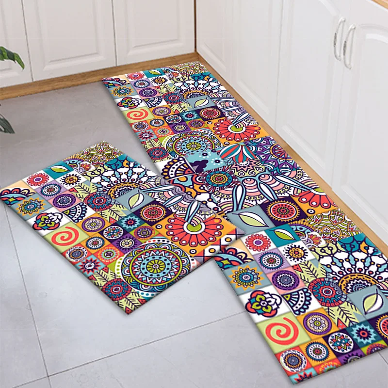 

Nordic Style Printing Dirt Resistant Kitchen Floor Mat Fashion Long Strip Household Bathroom Non-slip Door Porch Carpet Mat