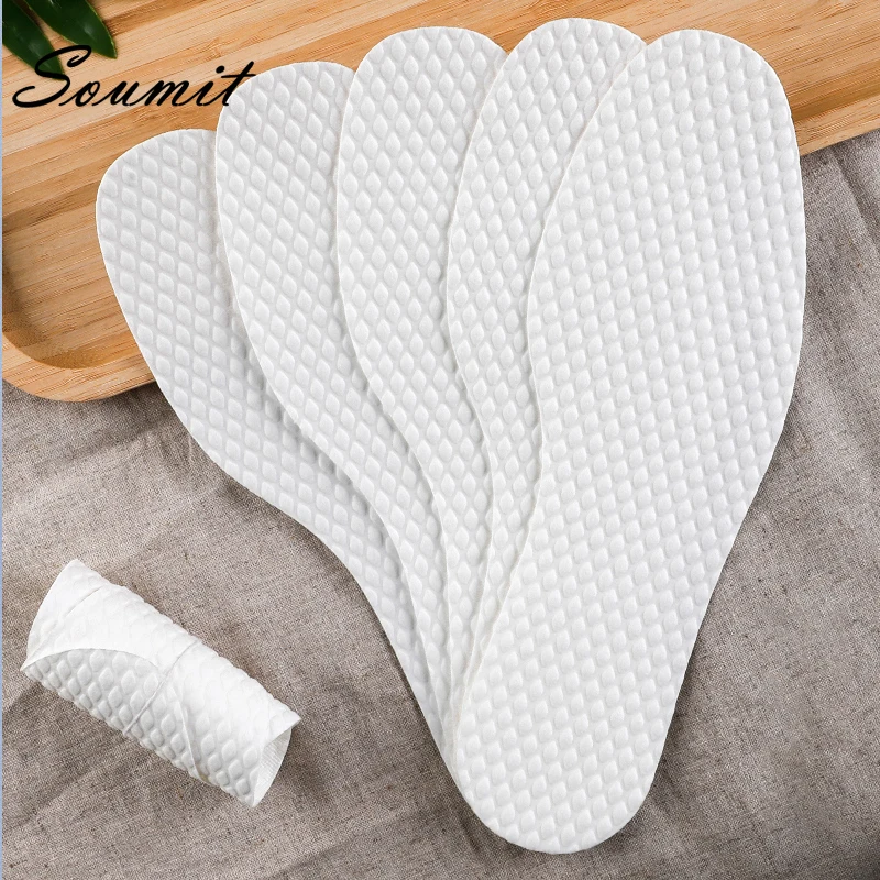 

10 Pairs/Pack Disposable Insoles nature wood pulp Insoles breathable sweat comfortable shoe Pad for Men and Women Thin Soft whit