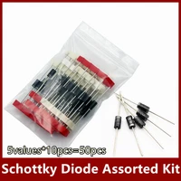 5values10pcs50pcs schottky diode assorted kit sr3100 sr3200 sr5100 sr5200 sr560 each 10pcs