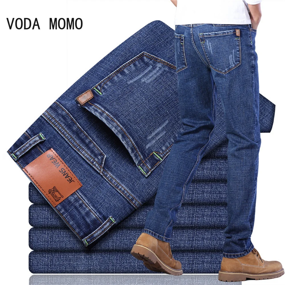 2022 New Men's Stretch Regular Fit Jeans Business Casual Classic Style Fashion Denim Trousers Male Black Blue Gray Pants