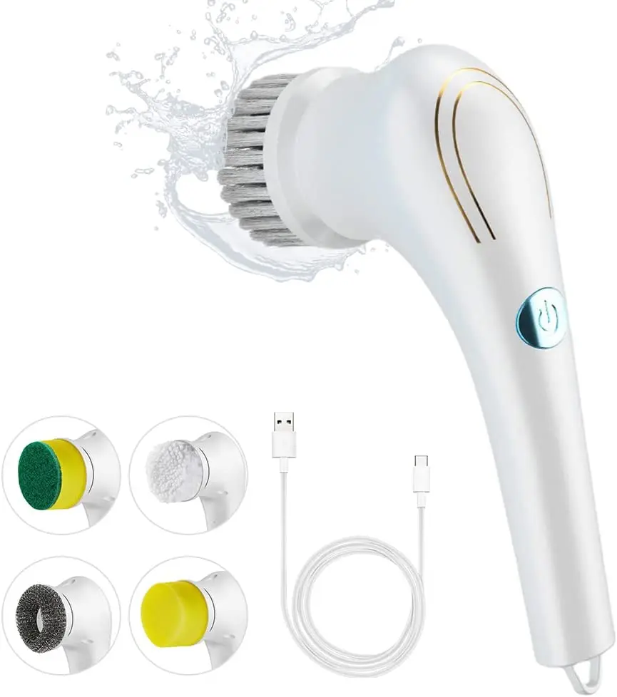

Rotary Electric Multifunctional Cleaning Brush with 5 Heads Portable Wireless For Kitchen Bathroom Wall Window Tile Floor Bathtu