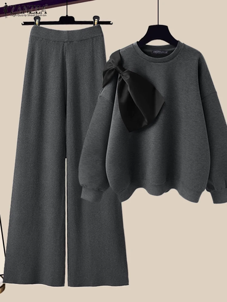 Женские комплекты брюк из 2 предметов модный пуловер с галстуком-бабочкой наряды