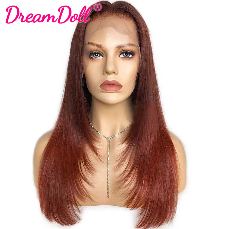 

10A 210% Density Layered Lace Front Human Hair Wigs Straight Orange Colored Human Hair Wig 13x4 5x5 HD Lace Frontal Closure Wigs