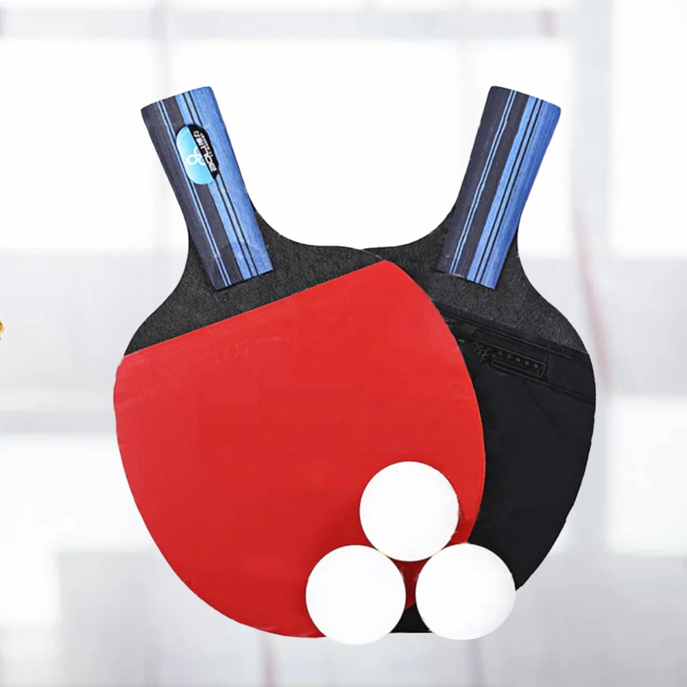 

Table Tennis Racket Double Side Reverse Rubber Faced Beginner Training Ping-pong Board Table Tennis Racket Set (Long Handle,
