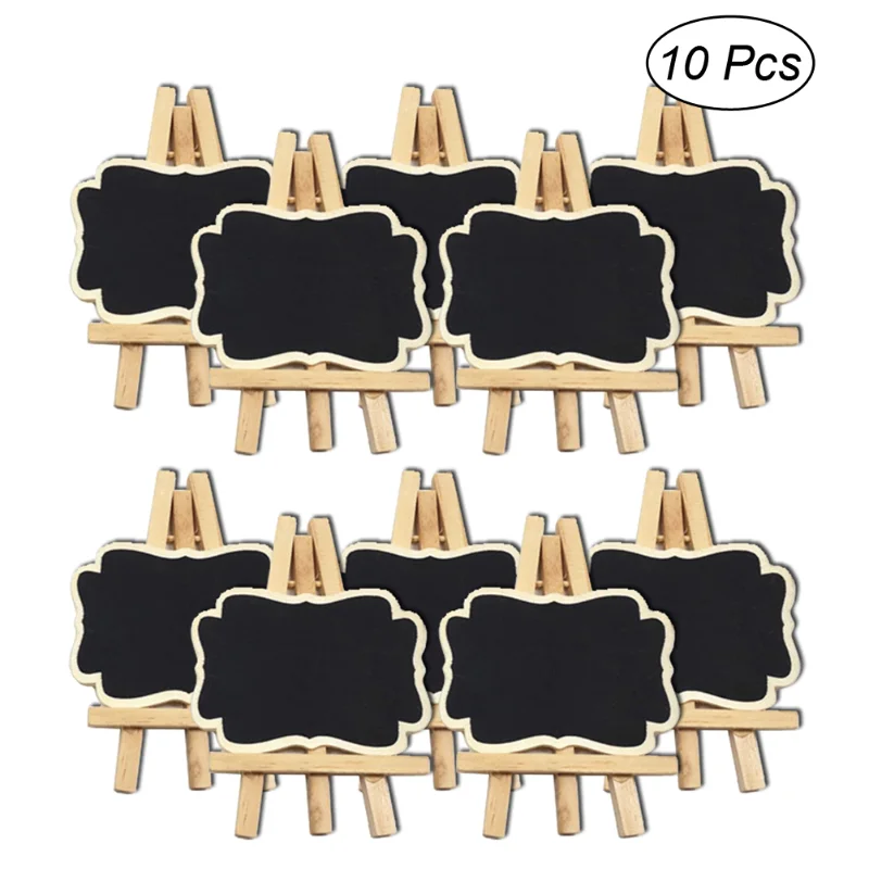 

10pcs Mini Chalkboard Small Blackboard Message Card with Wooden Frame Easel for Wedding Party Event Decor