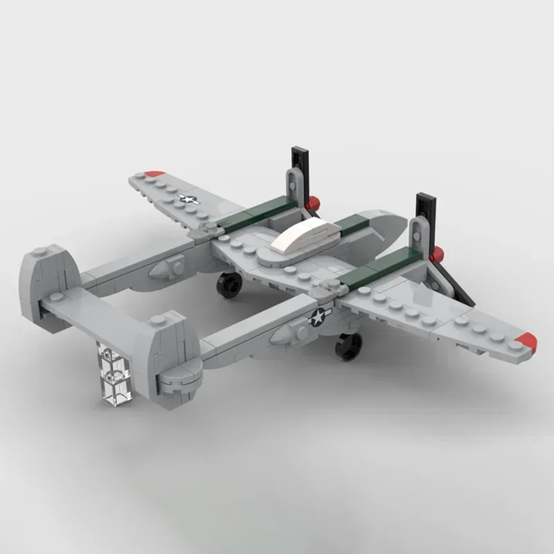 Фото Известная военная серия Moc, строительный блок, масштаб 1:72, P-38J, модель молнии, технологические кирпичи, сделай сам, сборка, самолет, игрушки, подарки №2