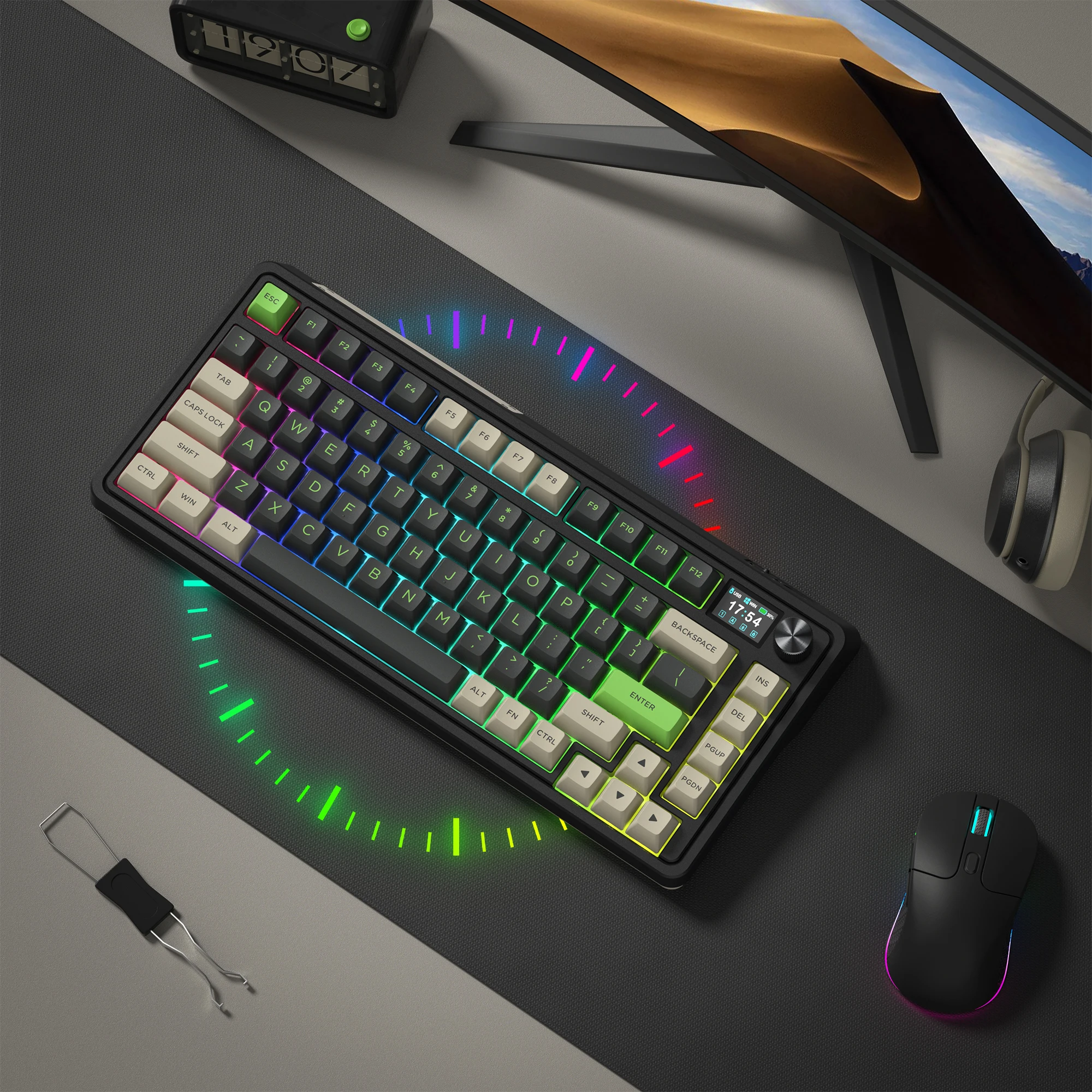 Fl-ESPORT CMK75 Desert Grey Tri-Mode 75% Bluetooth Беспроводная механическая игровая клавиатура с