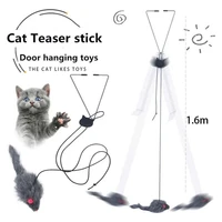 retractable hang plush mouse cat interactive toy self excited hanging door cat scratch rope mouse cat stick pet cat supplies