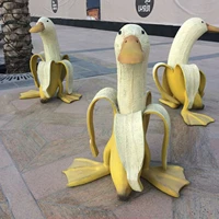 whimsical creative art banana duck statue cute peeled fine workmanship banana duck for garden yard outdoor desktop decoration
