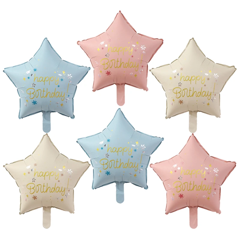 6 цветных шаров с пятиконечной фольгой Поздравления днем рождения воздушные шары