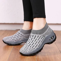 2021 autumn new sports shoes vulcanized knitted shoes soft breathable mesh sports shoes hot sale large size womens shoes