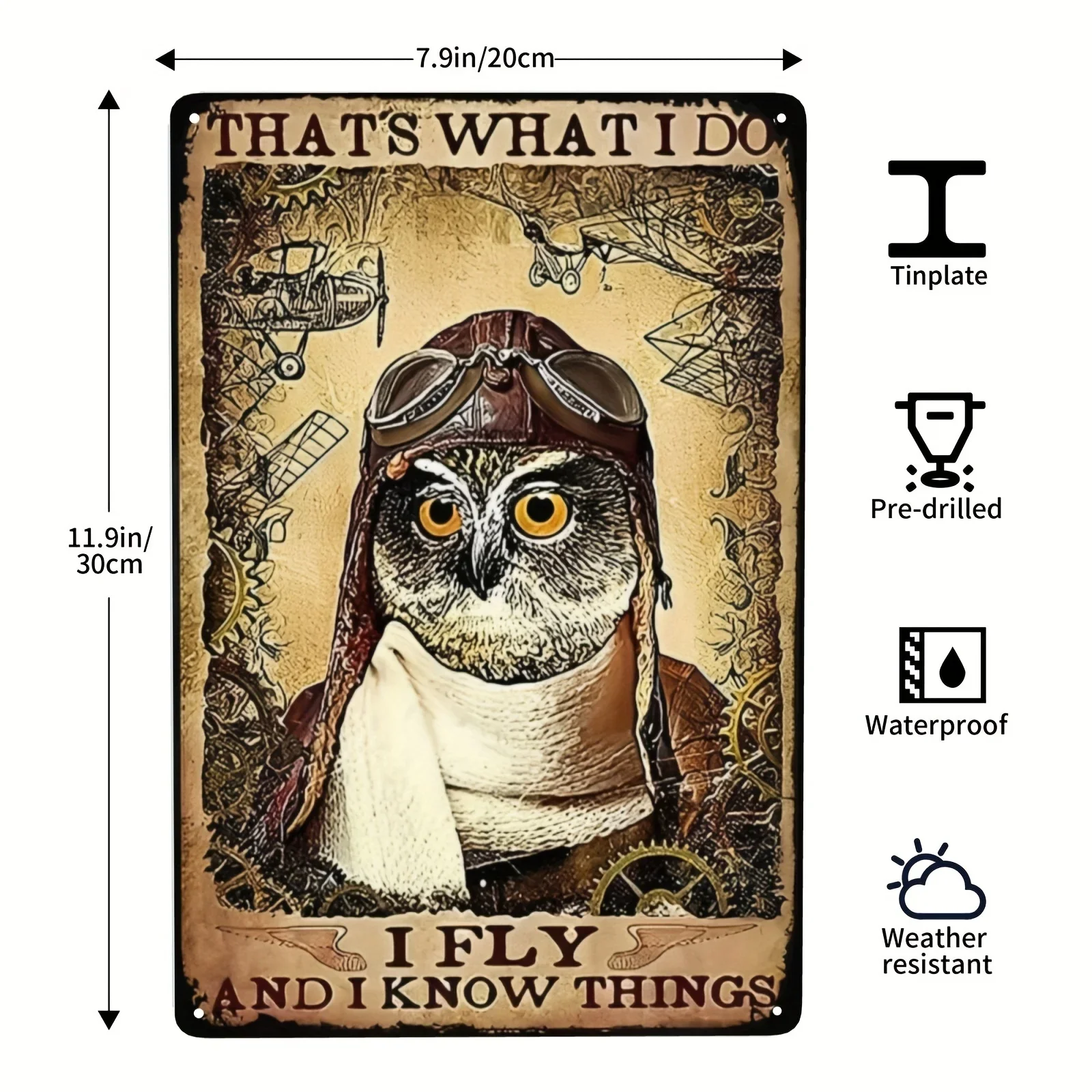 Винтажная Табличка С Совой Металлическая Железная Настенная Вывеска Античный