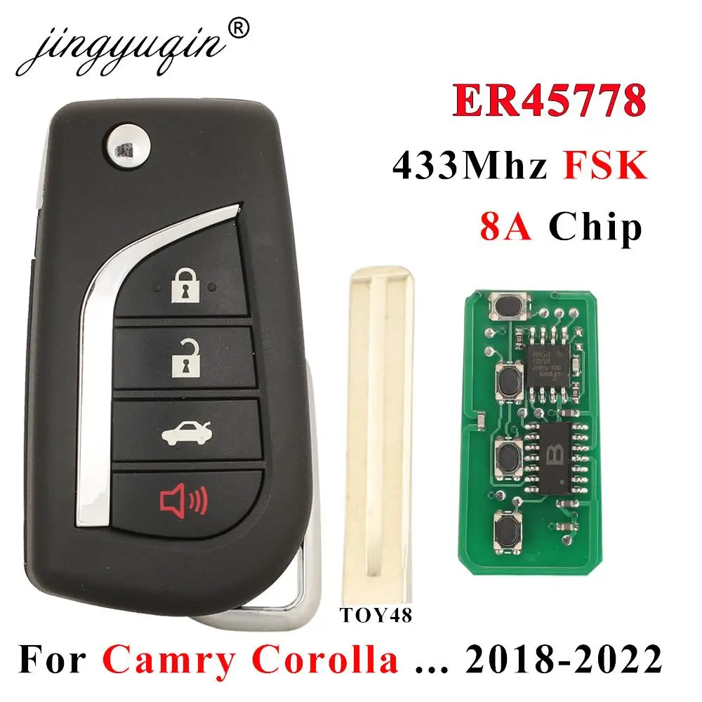 

Jingyuqin 433 МГц FSK 8A чип дистанционного ключа автомобиля для Toyota Camry Corolla Wilander Levin RAV4 Frontlander 2018 2019 2020 2021 2022 4B