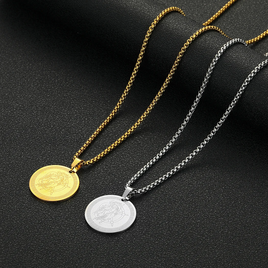 

Stainless Steel Roman Goddess Of Luck Fortuna Ancient Greek Tyche Amulet Pendant Necklace